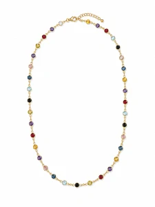 Šperky Nina – Pozlacený stříbrný náhrdelník Letní duha s barevnými zirkony (48 – 51 cm) 925/1000 - ret zlac 025