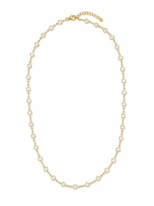 Šperky Nina – Pozlacený stříbrný náhrdelník Třpytivá linie se zirkony (47,5 – 50 cm) 925/1000 - ret zlac 026