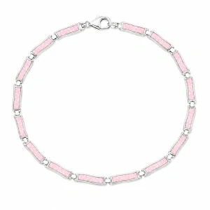 Šperky Nina – Šperky Nina – Stříbrný náramek Růžový paprsek s růžovým opálem (18,5 cm) 925/1000 - nar 521