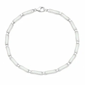 Šperky Nina – Stříbrný náramek Mořský opál s bílým opálem (18 cm) 925/1000 - nar 521