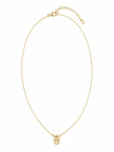 Šperky Nina – Pozlacený stříbrný náhrdelník Pouto lásky s propletenými ovály a zirkony (41,5 – 44 cm) 925/1000 - ret zlac 027