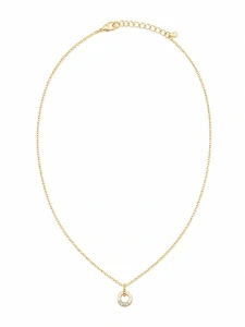 Šperky Nina – Pozlacený stříbrný náhrdelník Perleťový kruh se zirkony (41 – 45,5 cm) 925/1000 - ret zlac 028