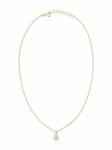 Šperky Nina – Pozlacený stříbrný náhrdelník Zářivá kapka s pohyblivým zirkonem (39,5 – 44 cm) 925/1000 - ret zlac 029