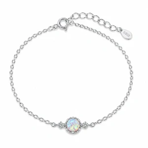 Šperky Nina – Stříbrný náramek s růžovým opálem a zirkony (16,5 – 19,5 cm) 925/1000 - nar 525