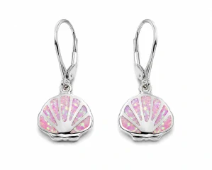 Šperky Nina – Stříbrné náušnice Růžové mušle s opálem (na patent) 925/1000 - ns kam 336