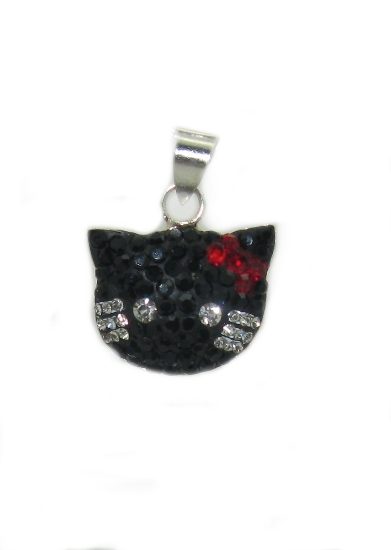 Stříbrný přívěšek Swarovski komponent 925/1000 (Kitty černá 09)