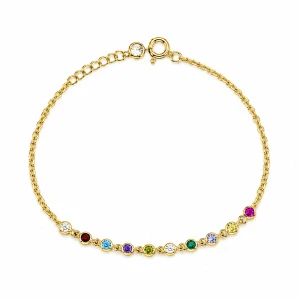 Šperky Nina – Pozlacený stříbrný náramek Zlatá duhová záře s barevnými zirkony (16 – 19 cm) 925/1000 - nar zlac 028