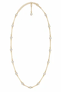 Šperky Nina – Pozlacený stříbrný náhrdelník Zlaté třpytivé linie se zirkony (42 – 47,5 cm) 925/1000 - ret zlac 035
