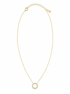 Šperky Nina – Pozlacený stříbrný náhrdelník Zlatý kruh karmy se zirkony (40 – 45 cm) 925/1000 - ret zlac 037