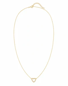 Šperky Nina – Pozlacený stříbrný náhrdelník Zlaté zářivé srdce se zirkony (40,5 – 45,5 cm) 925/1000 - ret zlac 038