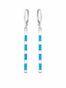 Šperky Nina – Stříbrné visací náušnice Modré majáky s modrým opálem (4,5 cm) 925/1000 - ns kam 341