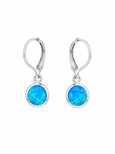 Šperky Nina – Stříbrné visací náušnice Modré oběžnice s modrým opálem (2,5 cm) 925/1000 - ns kam 342