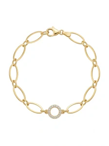 Šperky Nina – Pozlacený stříbrný náramek Zlatá karma se zirkony (18,5 cm) 925/1000 - nar zlac 30