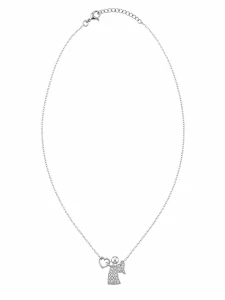Šperky Nina – Stříbrný náhrdelník Anděl strážný se srdíčkem a zirkony (40,5 – 44,5 cm) 925/1000 - nahr 547