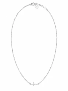Šperky Nina – Stříbrný náhrdelník Třpytivý ležatý křížek se zirkony (42 – 44,5 cm) 925/1000 - nahr 551