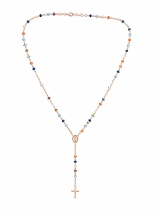Šperky Nina – Růžově pozlacený stříbrný náhrdelník růženec Růžově pozlacená barevná ochrana (50 – 51,5 cm) 925/1000 - ret zlac 43