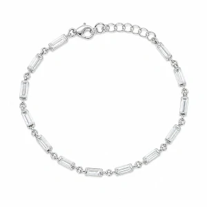 Šperky Nina – Stříbrný náramek Ledové bagetové zirkony (16 – 19 cm) 925/1000 - nar 545