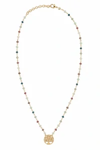 Šperky Nina – Pozlacený stříbrný náhrdelník Strom života s pastelovými korálky (37 – 42 cm) 925/1000 - ret zlac 44
