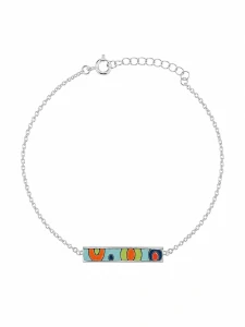Šperky Nina – Stříbrný náramek Barevná mozaika se smaltem (17 – 19,5 cm) 925/1000 - nar 546