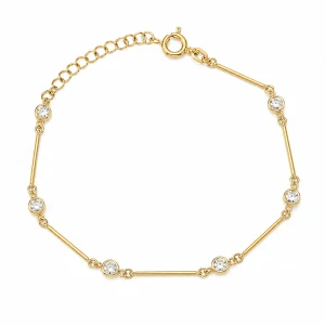 Šperky Nina – Zlacený stříbrný náramek s tyčinkami a zirkony (17–20 cm) - nar zlac 38