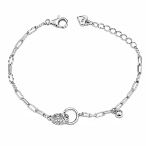 Šperky Nina – Stříbrný náramek Propletené kruhy se zirkony (16,5–19,5 cm) - nar 552