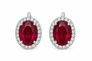 Šperky Nina – Stříbrné náušnice Rubínově červená ve stylu Lady Diana (12 mm) - ns kam 502