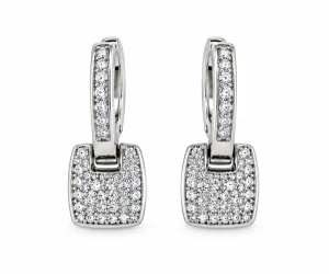 Šperky Nina – Stříbrné visací náušnice s geometrickým přívěskem a zirkony (2,4 cm) - ns kam 504