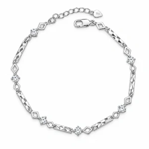 Šperky Nina – Článkový stříbrný náramek s broušenými tyčinkami a zirkony (18–19,5 cm) - nar 554