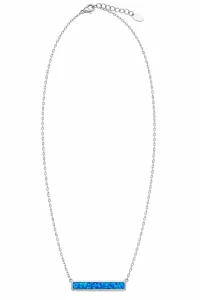 Šperky Nina – Stříbrný náhrdelník Minimalistická lišta s modrým opálem (42–46 cm) - nahr 560