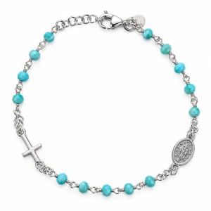 Šperky Nina – Stříbrný růžencový náramek s tyrkysovými korálky (18–19,5 cm) - Šperky Nina – Stříbrný růžencový náramek s tyrkysovými korálky (18–19,5 cm) - nar 557