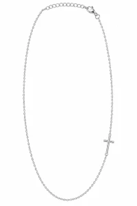 Šperky Nina – Jemný stříbrný náhrdelník s bočním křížkem (42–47 cm) - nahr 564