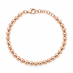 Šperky Nina – Stříbrný kuličkový náramek pozlacený růžovým zlatem (18,5–21,5 cm) - nar zlac 48