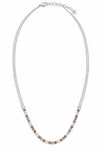 Šperky Nina – Stříbrný náhrdelník s dvojitým řetízkem a barevnými zirkony (40–45 cm) - nahr 567