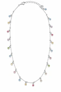 Šperky Nina – Stříbrný náhrdelník s visacími barevnými zirkony (39–42 cm) - nahr 568