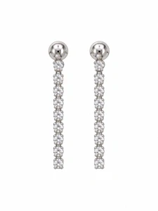 Šperky Nina – Stříbrné náušnice s linií čirých zirkonů (22 mm) - ns kam 508