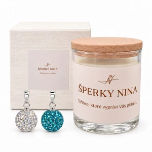 Šperky Nina - Sójová svíčka Květinová elegance se stříbrným přívěskem (Ag 925/1000) – Geránium & Fialka - sv02