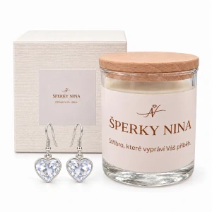 Šperky Nina - Sójová svíčka Svěží energie se stříbrnými náušnicemi (Ag 925/1000) – Citronová tráva & Bergamot - sv03