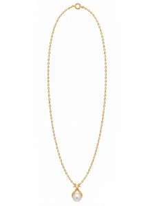 Šperky Nina – Pozlacený stříbrný náhrdelník s perlou (45 cm) - ret zlac 59