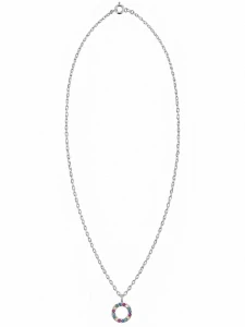 Šperky Nina – Stříbrný náhrdelník Kruh s barevnými zirkony (45 cm) - nahr 569