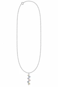 Šperky Nina – Stříbrný náhrdelník Vlnka s pastelovými zirkony (45 cm) - nahr 572