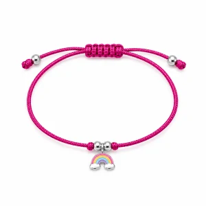 Šperky Nina – Dětský stříbrný šňůrkový náramek Duha (12–24 cm) - det 6