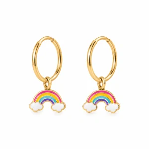 Šperky Nina – Dětské pozlacené stříbrné náušnice Kroužky Duha (12 mm) - det 8