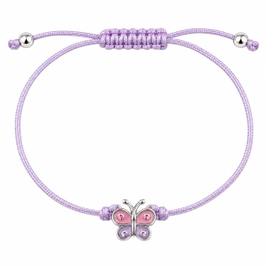 Šperky Nina – Dětský stříbrný šňůrkový náramek Motýlek (12–24 cm) - det 13