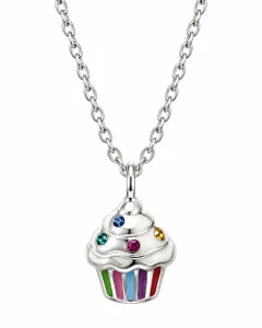 Šperky Nina – Dětský stříbrný náhrdelník Cupcake s barevnými zirkony (36 + 3 cm) - det 26