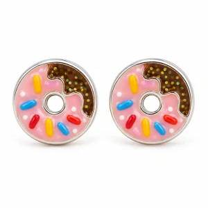 Šperky Nina – Dětské stříbrné náušnice Sladké donuty (7 mm) - det 39