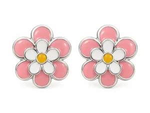 Šperky Nina – Dětské stříbrné náušnice Rozkvetlé kvítky (7 mm) - det 43