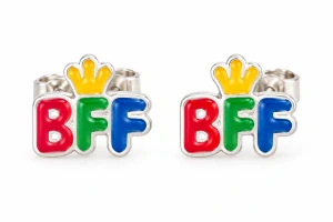 Šperky Nina – Dětské stříbrné náušnice BFF s korunkou (9 mm) - det 58