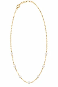 Šperky Nina – Zlacený stříbrný náhrdelník s perličkami (40,5–45,5 cm, 3,7 g) - ret zlac 61