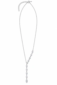 Šperky Nina – Stříbrný náhrdelník Y s markýzovými zirkony (41,5–46 cm, 4,2 g) 925/1000 - nahr 574