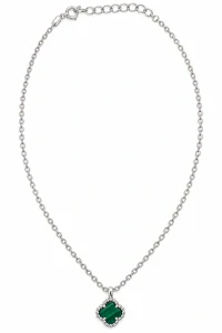 Šperky Nina – Stříbrný náhrdelník Zelený čtyřlístek pro štěstí (39–43,5 cm, 1,9 g) 925/1000 - nahr 576